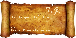 Tillinger Gábor névjegykártya